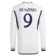 Maillot de Foot Real Madrid Karim Benzema #9 2023-24 Domicile Homme Manches Longues